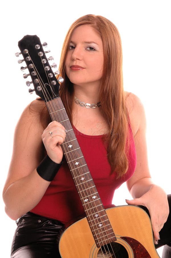 Woman with an Acoustic Guitar Stock Image - Image of musician, hair: 311507