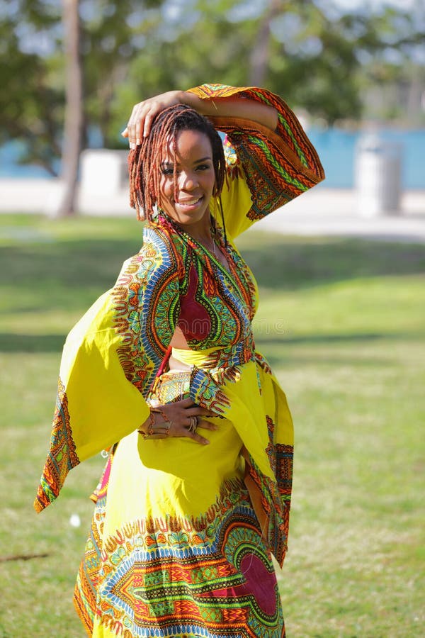 Woman in an African dress