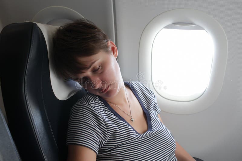 Woman at airplane