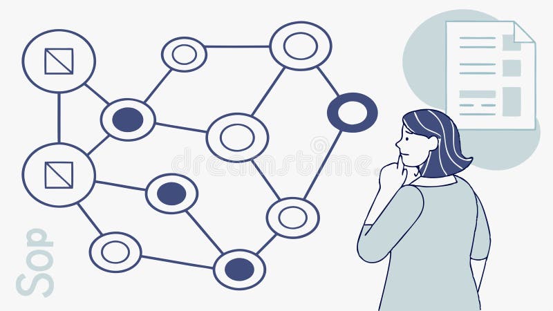 Woman Analyzing Data Network, Connectivity, vector design Generative AI stock illustration