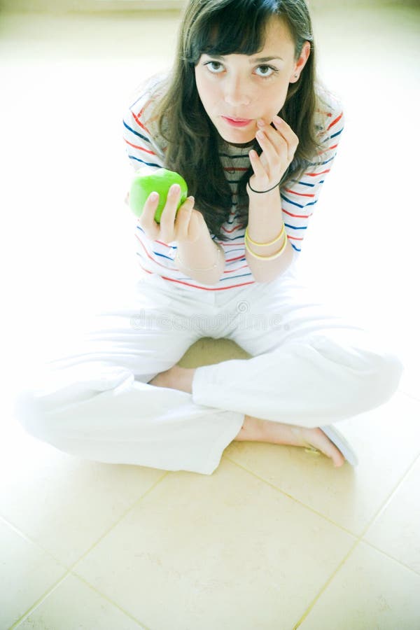 Woman and apple