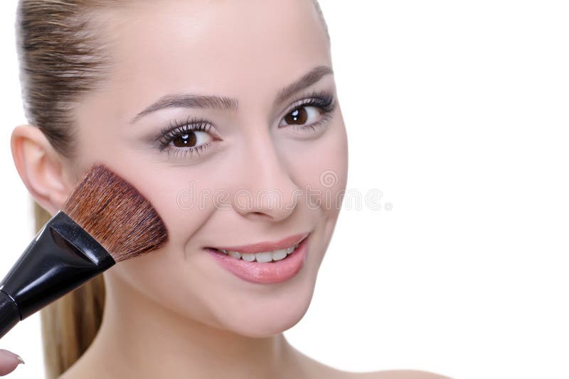 Woman applying make-up stock photo. Image of natural - 22258850