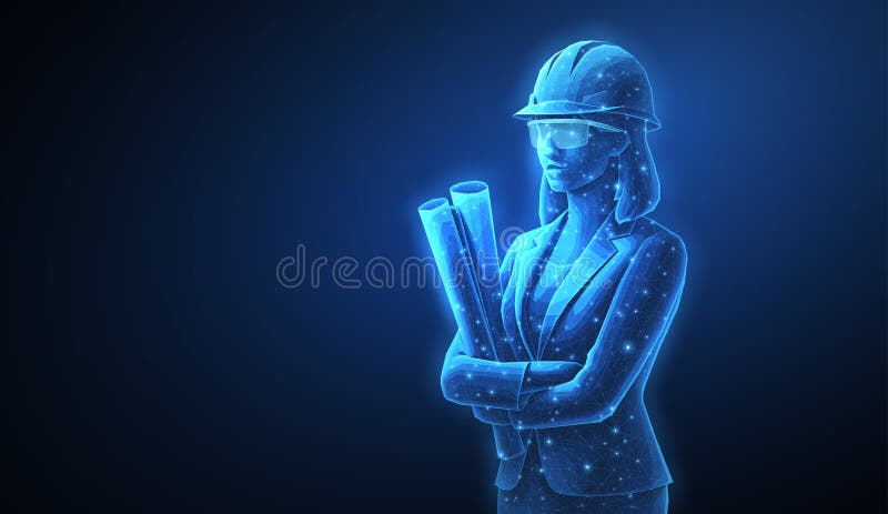 Woman architect. Construction, development, architecture, ai concept vector illustration