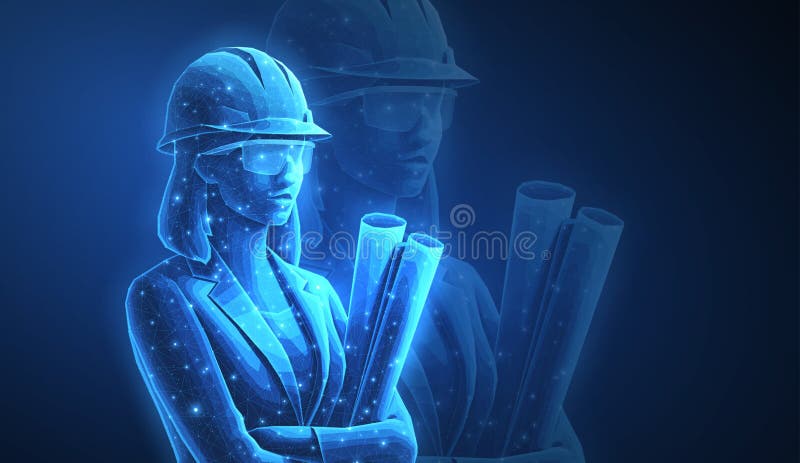 Woman architect. Construction, development, architecture, ai concept royalty free illustration