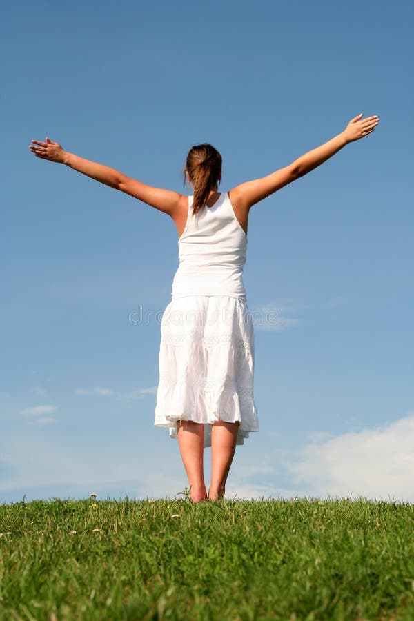Woman with Arms Outstretched Stock Image Image of adult, joyful 2973533