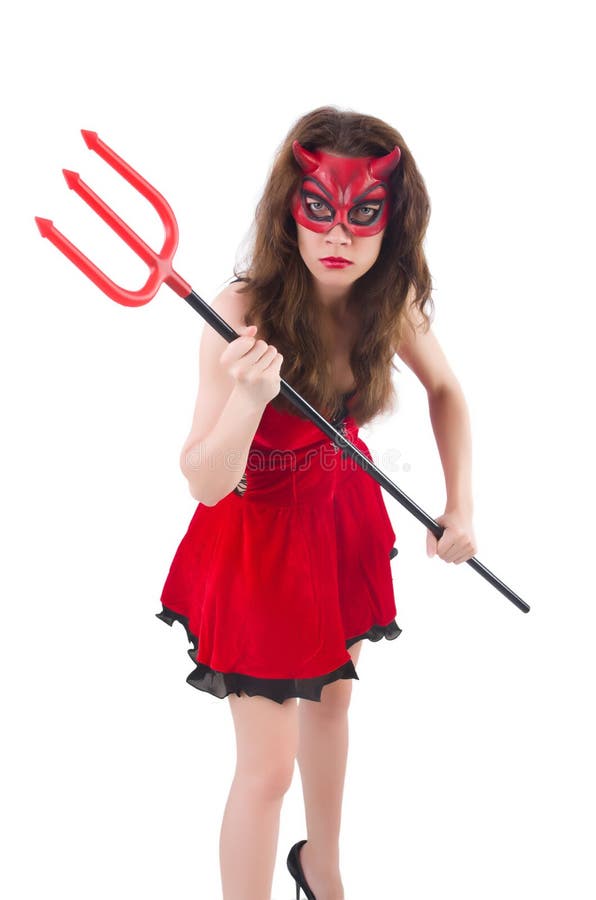 Woman as red devil stock image. Image of monster, halloween - 34469501