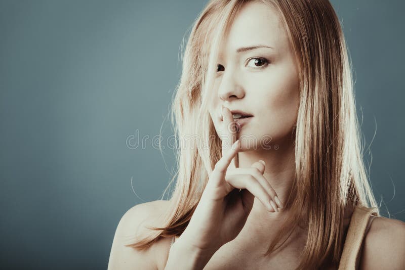 Woman Asking For Silence Finger On Lips Stock Image Image Of Secret Lips 58721469