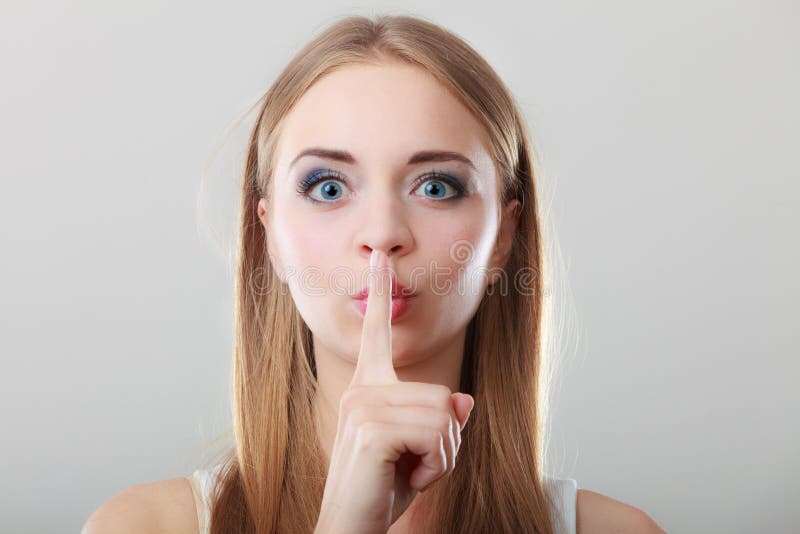 Woman Asking For Silence Finger On Lips Stock Image Image Of Closeup