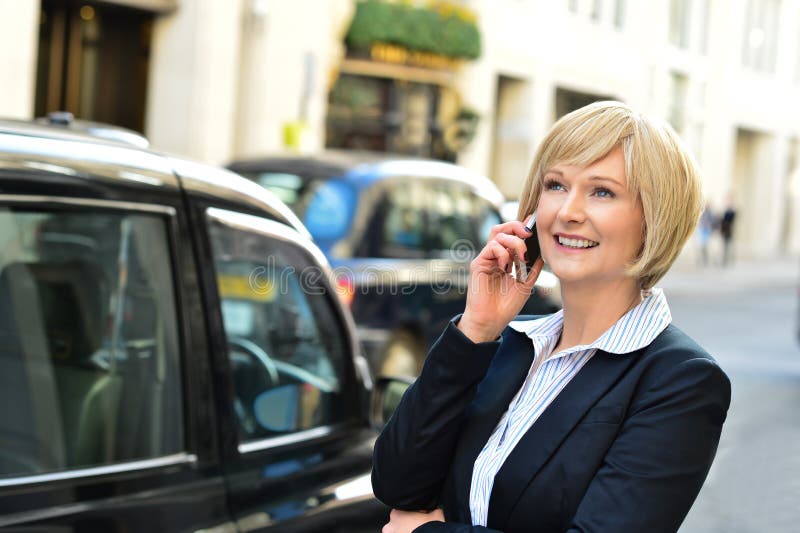 Woman attending a business call