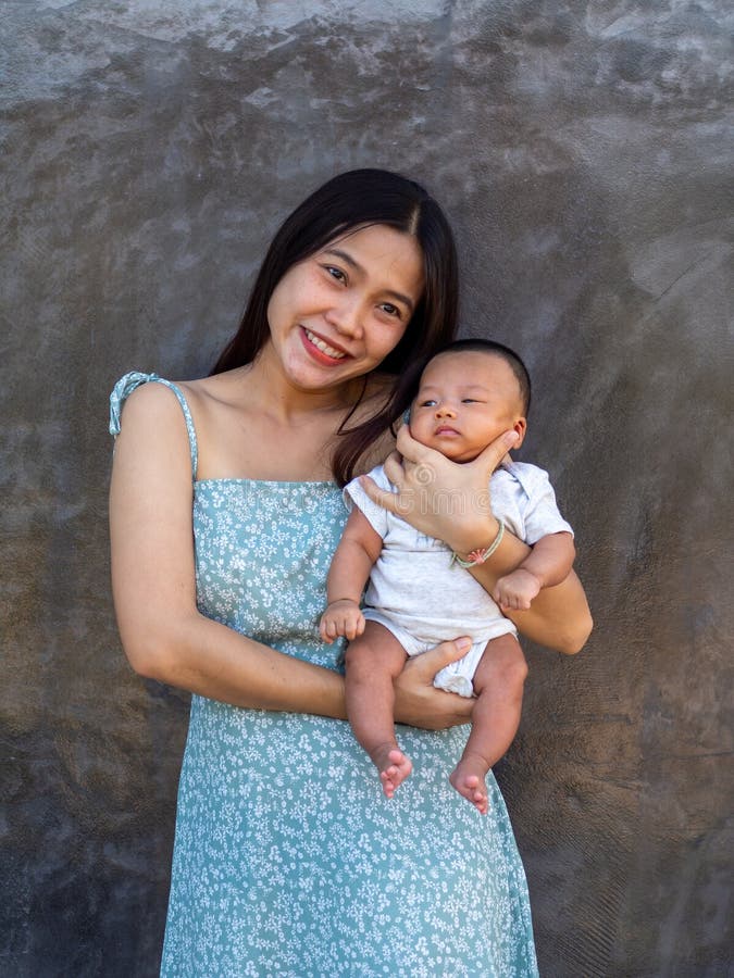 Woman and Baby Asian and Nationality Thai is Happy Feel Stock Photo ...