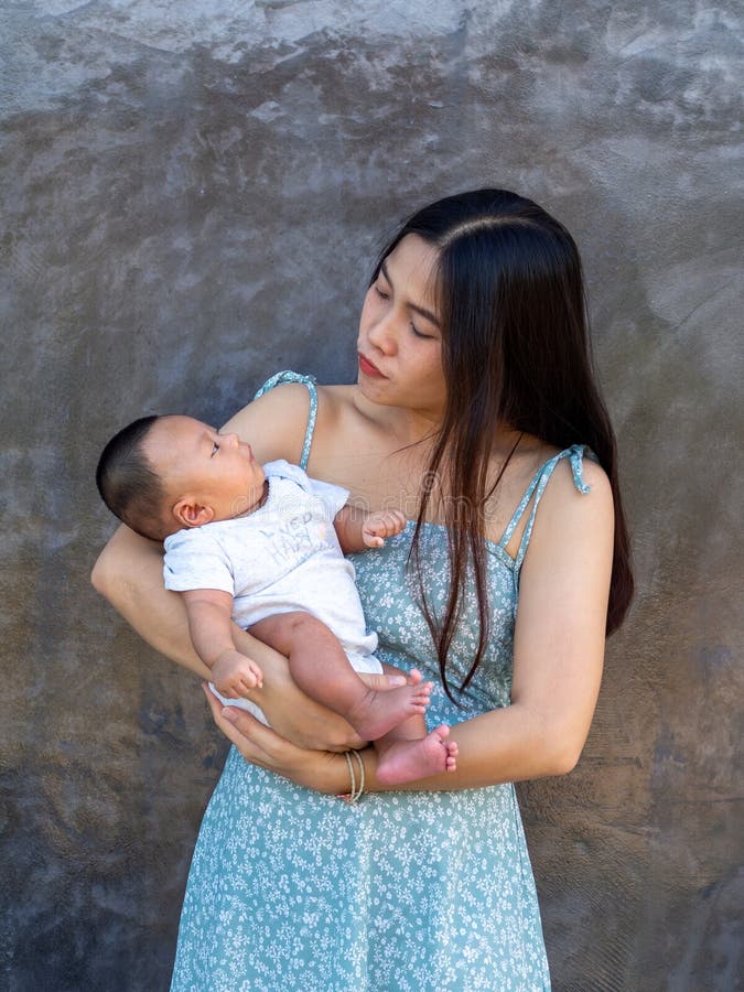 Woman and Baby Asian and Nationality Thai is Happy Feel Stock Photo ...