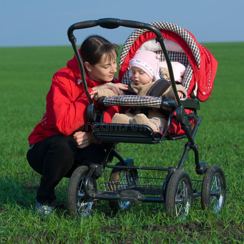 Woman with baby buggy