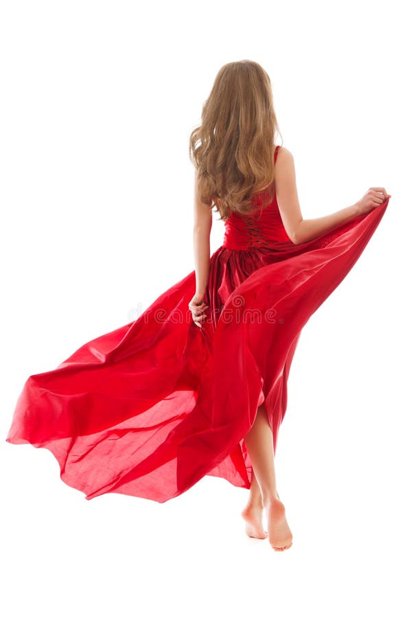 Blonde woman in red dress stock image. Image of gloss - 50077051
