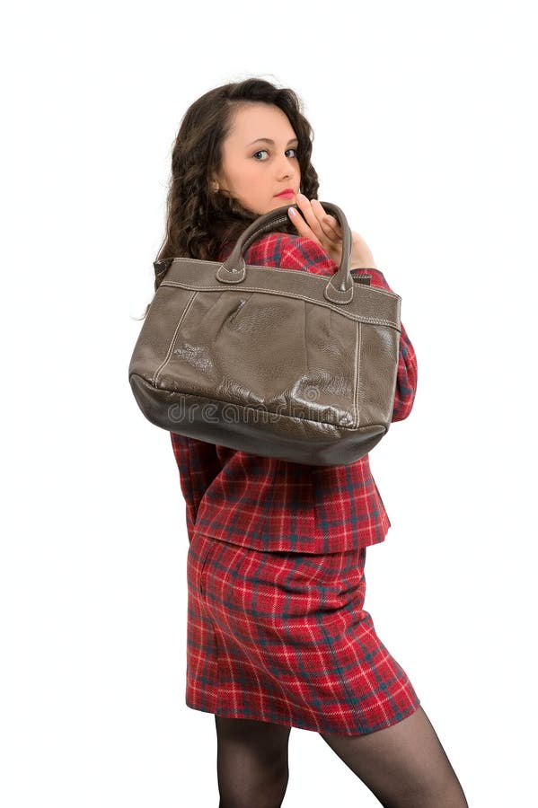 Woman looking to bag stock image. Image of beauty, girl 15080139
