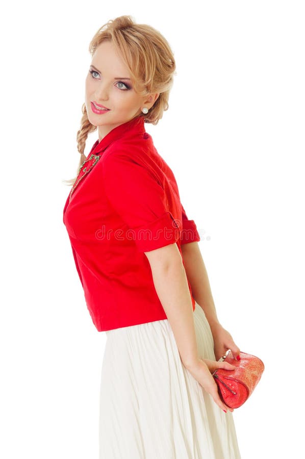 Woman with bag stock image. Image of decoration, model 29517817