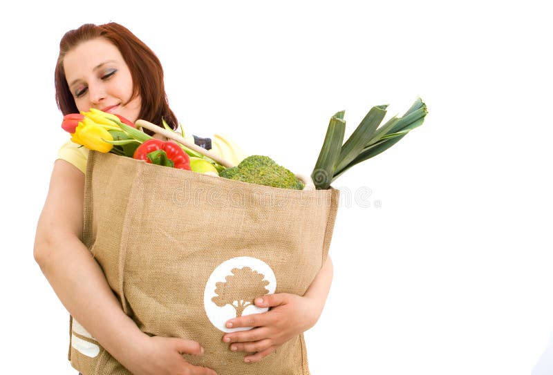 Woman with bag stock image. Image of female, carrying 9837919