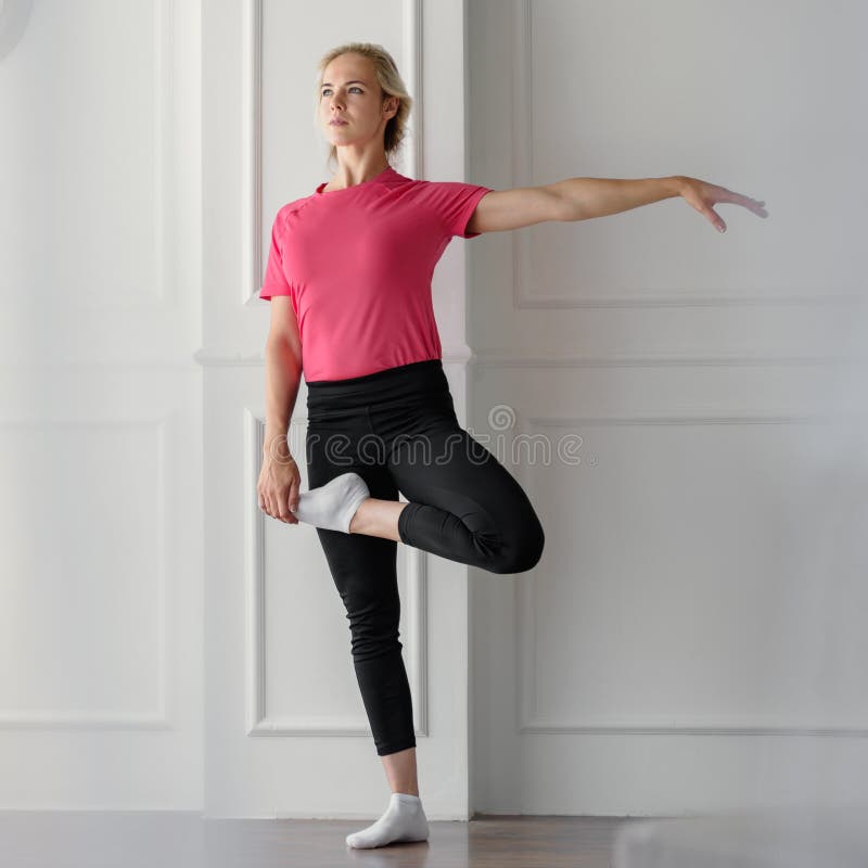 Woman balancing on leg stock photo. Image of healthy - 126343392