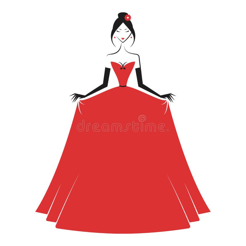 Woman in the ball gown red stock vector. Illustration of cartoon 67323706