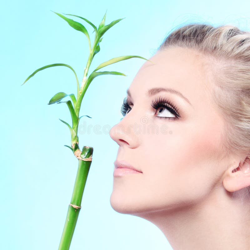 Woman with bamboo