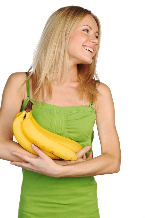 Woman and bananas stock image. Image of energy, life 20832725