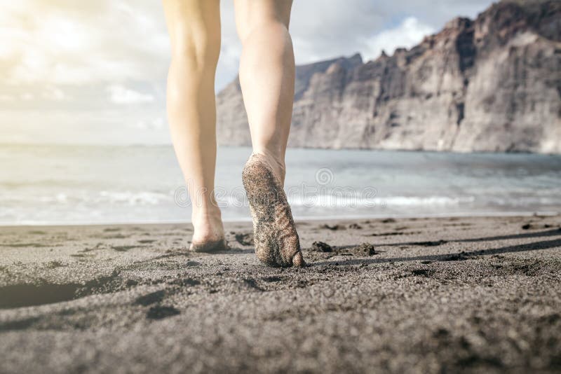 Black Woman Naked Walk on the Beach