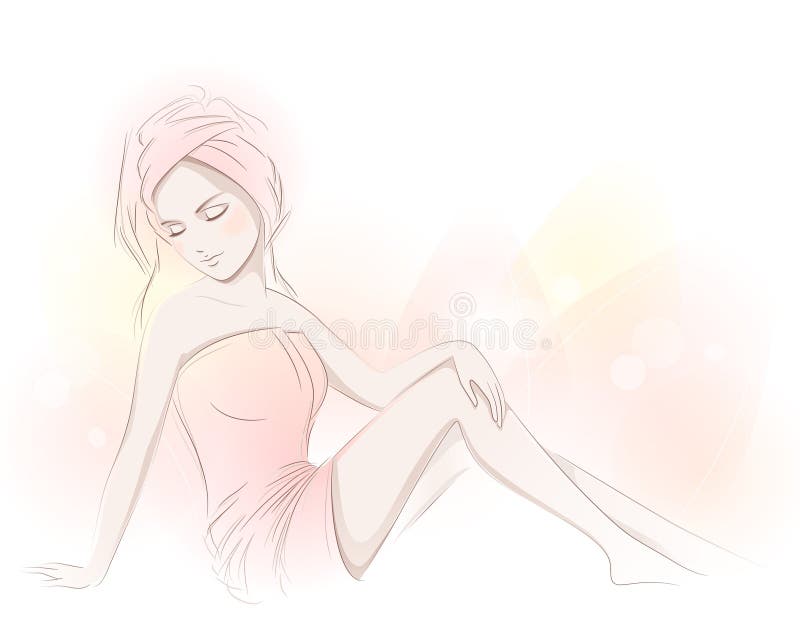 Woman after the bath stock illustration Woman after the bath stock illustration