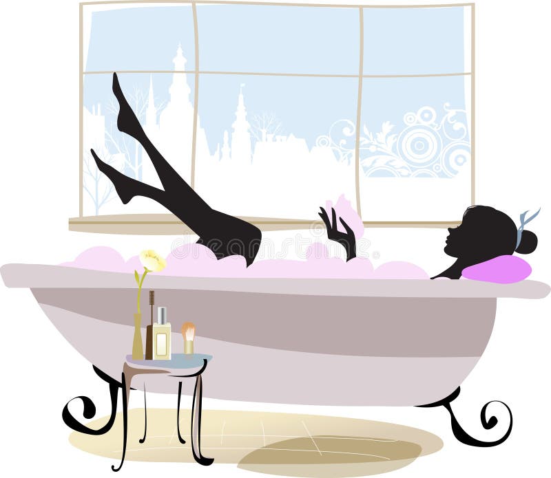 Beautiful woman in the bathtub. Illustration. Beautiful woman in the bathtub. Illustration.