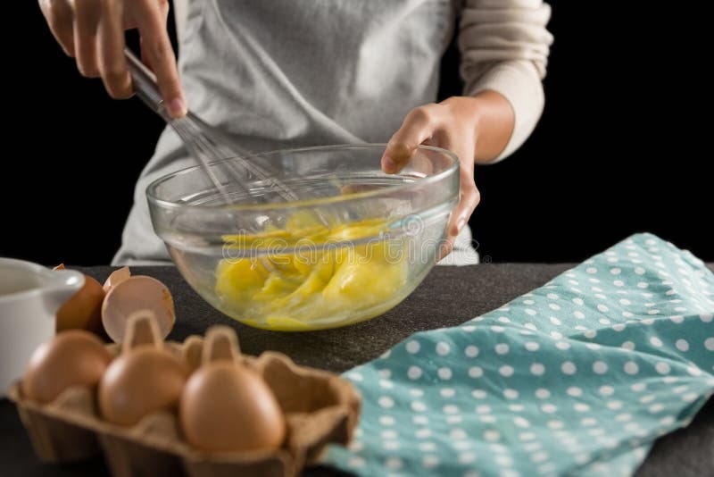 Woman Beating Eggs With A Whisk In A Bowl Stock Image Image of cooking, homemade 101512727