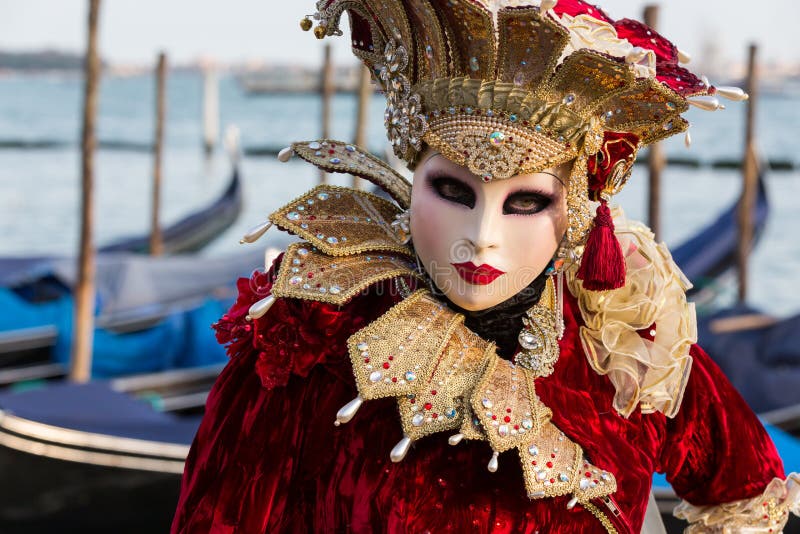 Woman with beautiful costume on venetian carnival 2014, Venice, Italy