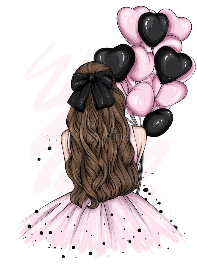 Woman in a Beautiful Dress with Long Hair and a Bow. Fashion and Style, Vintage and Retro. Love, Valentine`s Day. Stock Vector - Illustration of cute, poster: 197438919 Woman In A Beautiful Dress With Long Hair And A Bow. Fashion And Style, Vintage And Retro. Love, Valentine`S Day. Stock Vector - Illustration Of Cute, Poster: 197438919