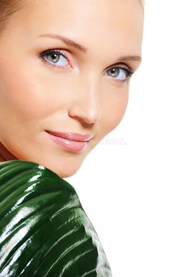 Woman with beautiful fresh clear skin royalty free stock photos