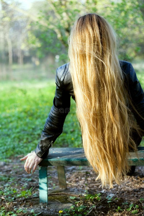 Woman with beautiful long blond hair