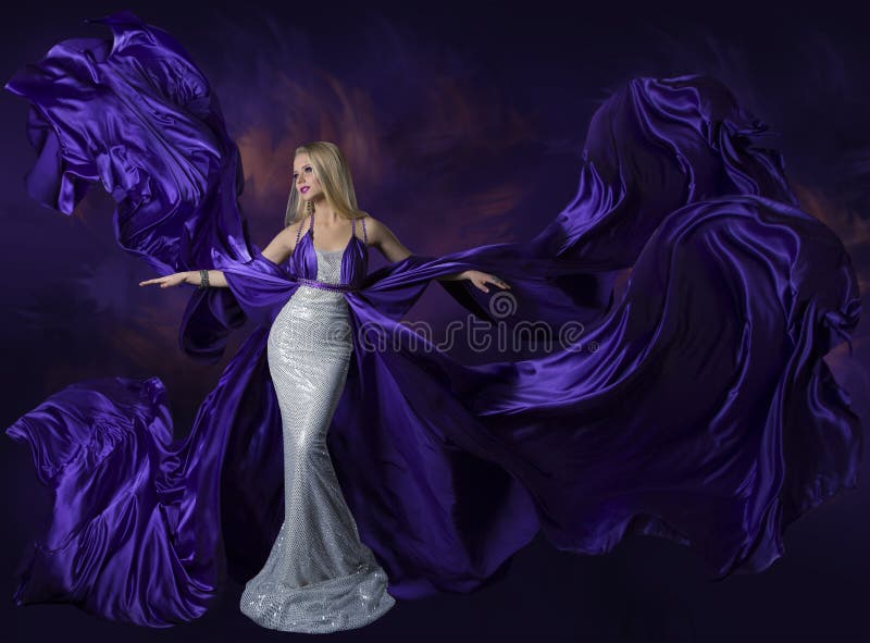 Elegant Purple Satin Strapless High Split Long Prom Gown - Promfy