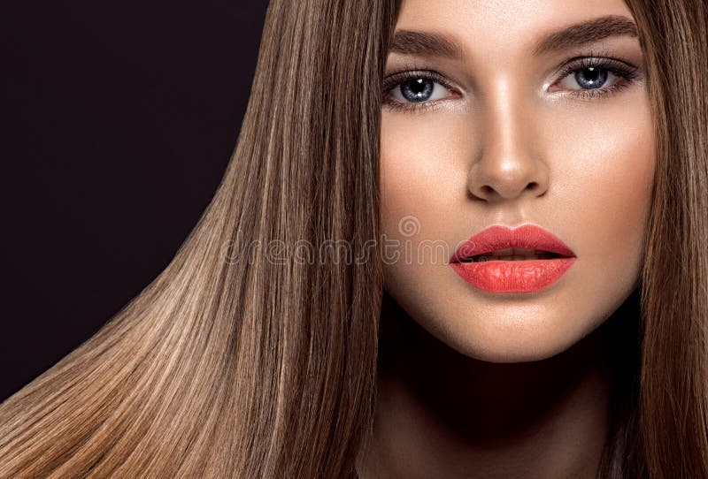 Woman with Beauty Long Brown Hair. Beauty Woman with Living Coral Color Lipstick on Lips Stock Image - Image of orange, beauty: 178404443 Woman With Beauty Long Brown Hair. Beauty Woman With Living Coral Color Lipstick On Lips Stock Image - Image Of Orange, Beauty: 178404443