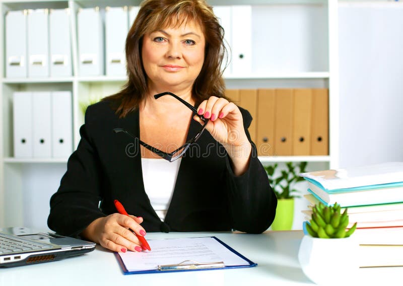 The woman behind the desk in the Office