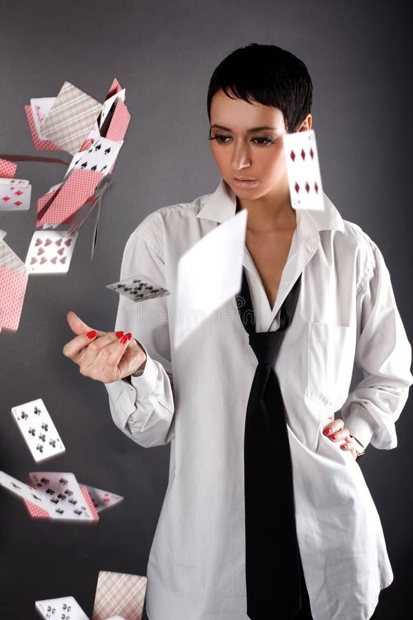 Woman in big man shirt and tie