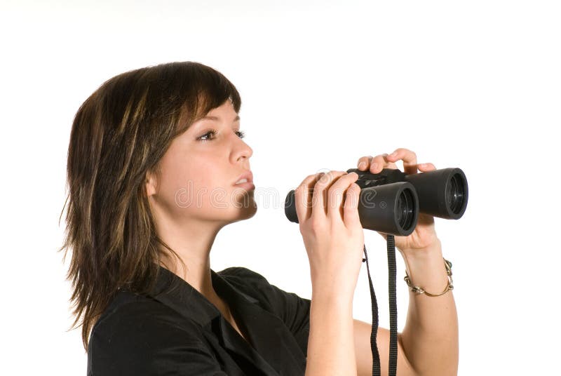 Woman with binoculars stock photo. Image of optical, telescopic 5504280