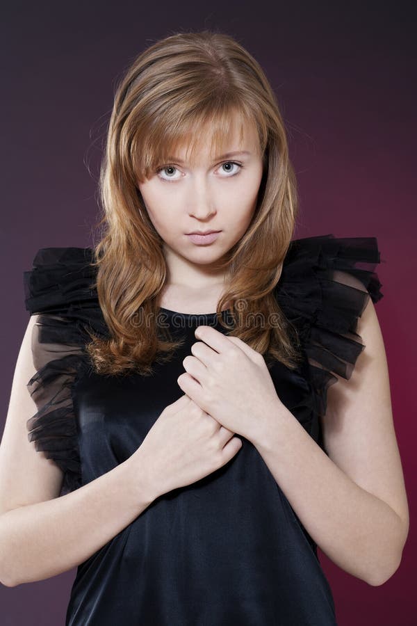 Woman in black dress stock image. Image of hand, gorgeous - 17341441