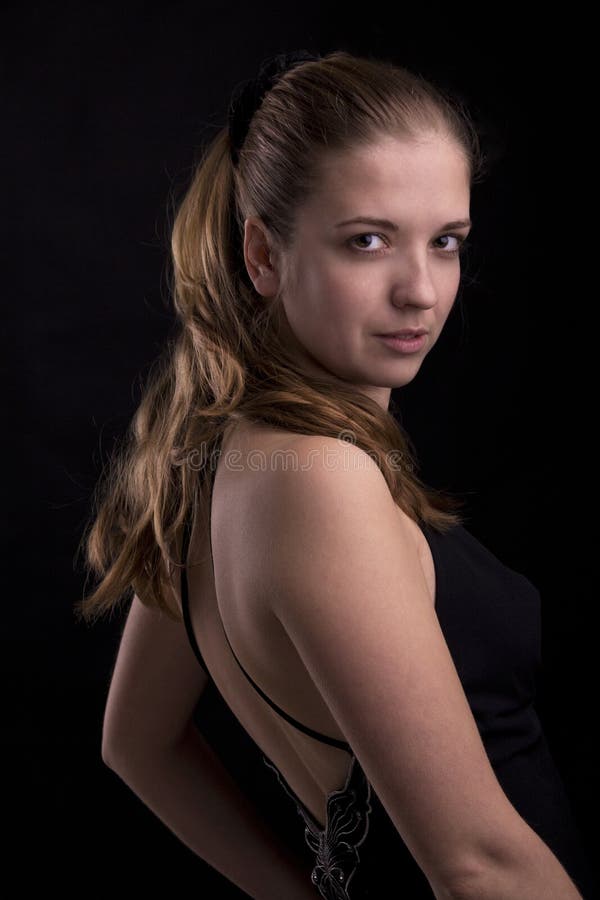 Woman in black dress stock image. Image of model, black - 72321379