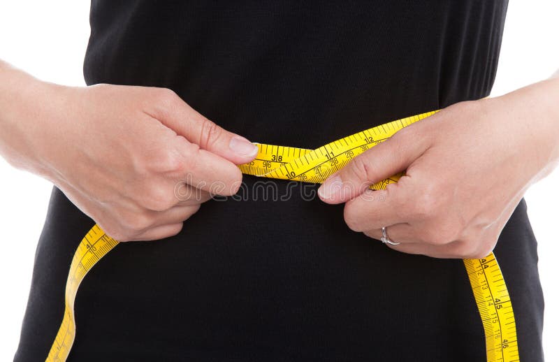 Woman Measures Waist with Measuring Tape Stock Photo - Image of