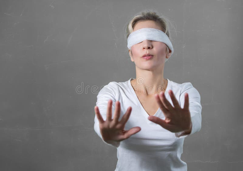 Blindfolded Woman Stock Photo, Royalty-Free