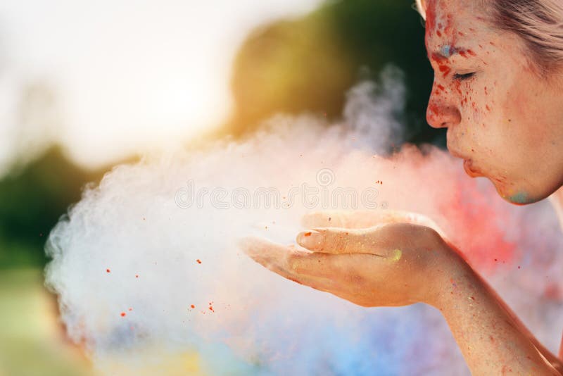 Holi Powder Splashing in the Air. Stock Image - Image of abstract,  colourful: 125323225