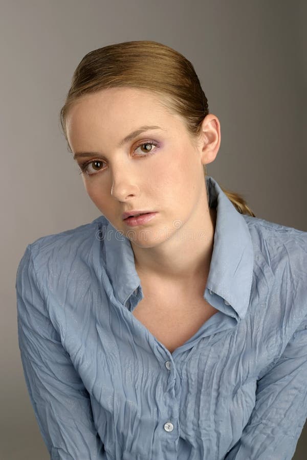 Woman in a blue blouse