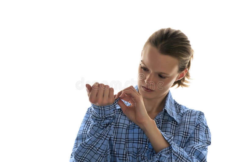 Woman blue dress shirt