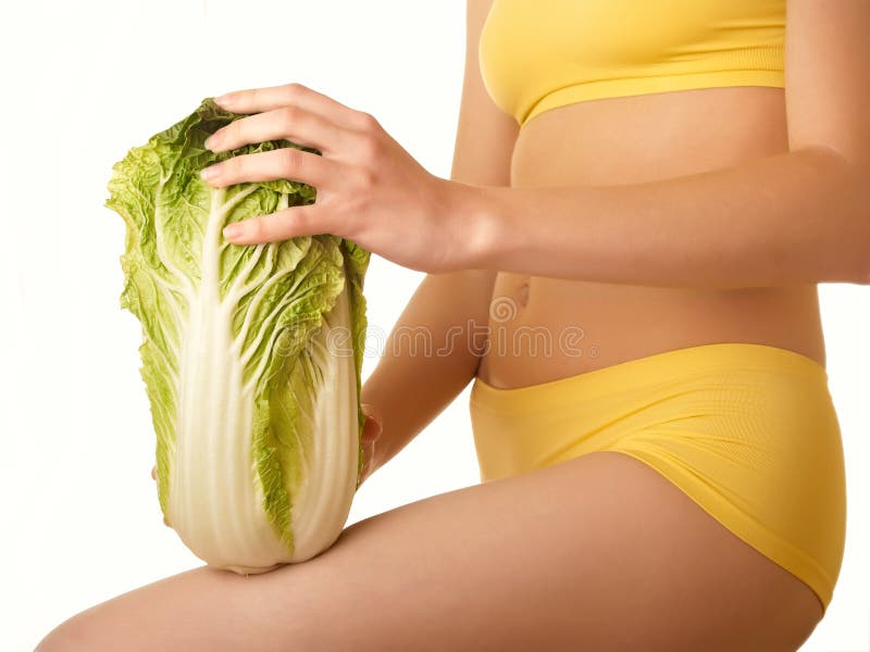 Woman body and cabbage