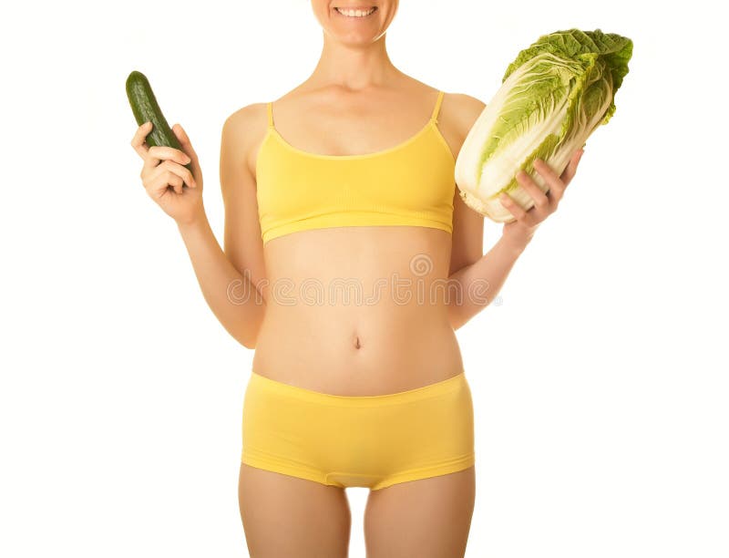 Woman body and cabbage