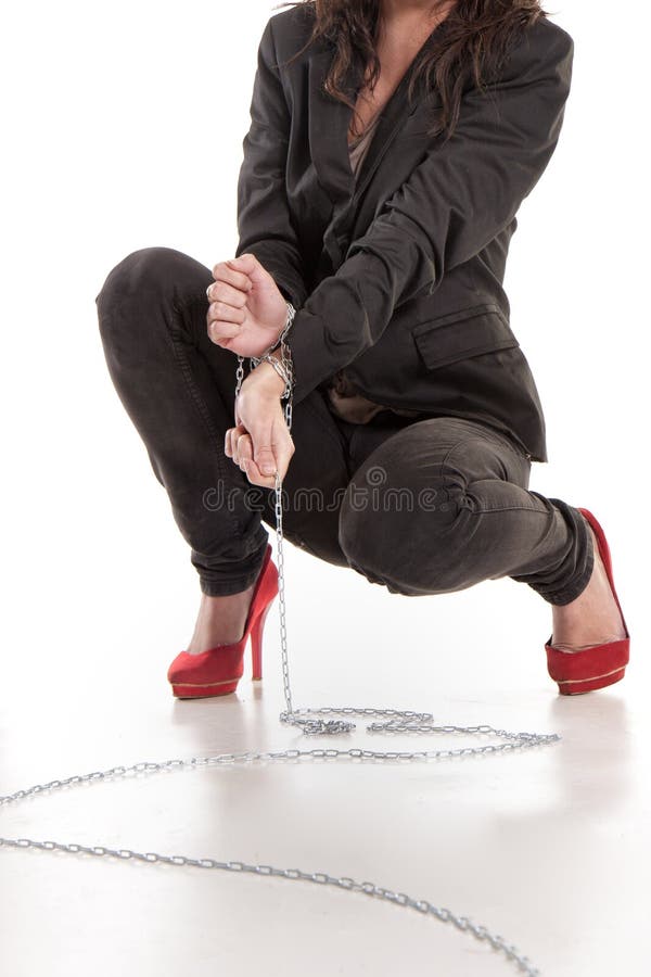 Close-Up Shot of a Woman Bound With Chains · Free Stock Photo