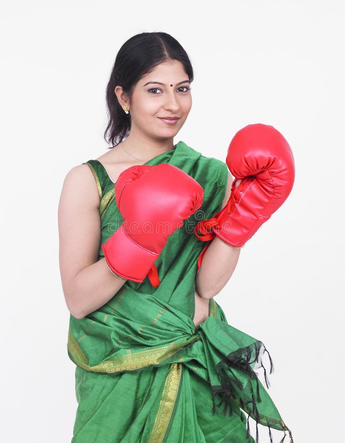 Woman with boxing gloves