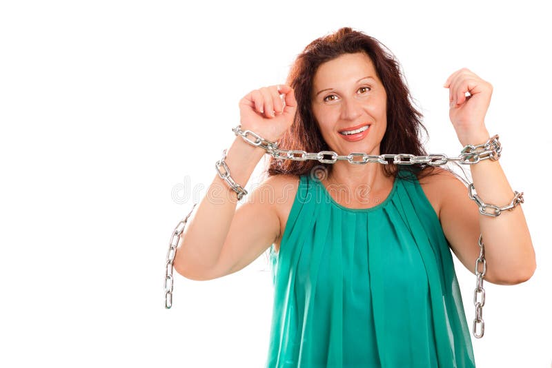 Woman in chains stock photo. Image of forced, person - 87390374