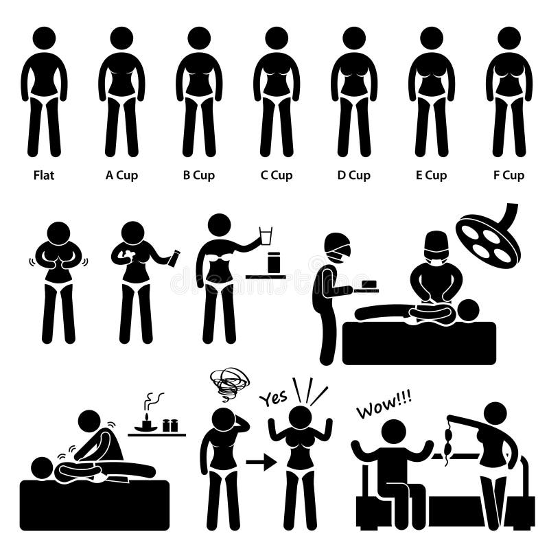 Woman Breast Size Bust Enlargement Pictogram vector illustration Woman Breast Size Bust Enlargement Pictogram vector illustration